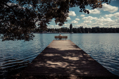 Pier on calm lake
