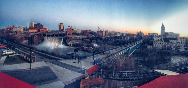 City skyline with river in background
