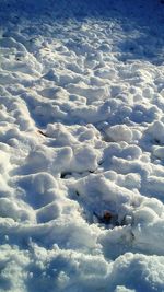 High angle view of snow covered field