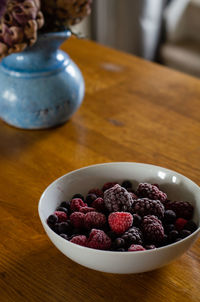 High angle view of breakfast in bowl on table