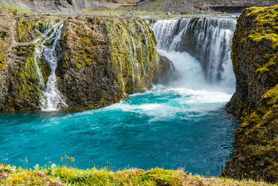 Scenic view of waterfall