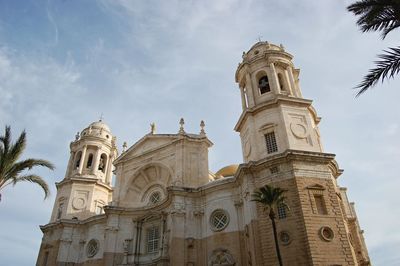 Low angle view of jerez de la frontera cathedral against sky during sunny day