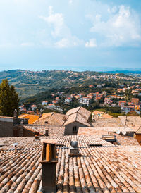 High angle view of townscape against sky