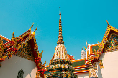 Low angle view of traditional building against clear sky