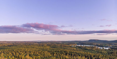 Scenic view of field against sky during sunset