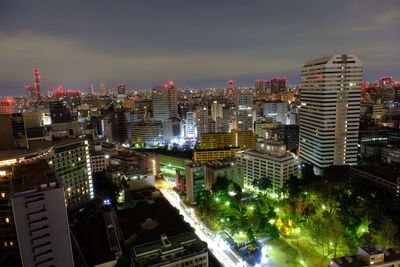 Illuminated city at night