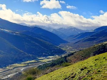 Scenic view of mountains against sky