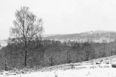 Snow covered landscape against sky