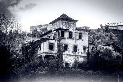 Low angle view of old building against sky