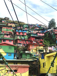 Houses in town against sky