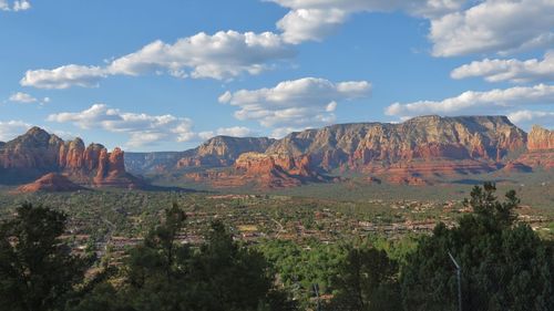 Scenic view of landscape against cloudy sky