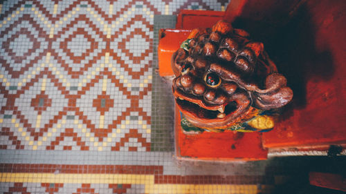 High angle view of fruits on table in store