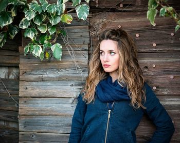 Portrait of young woman outdoors