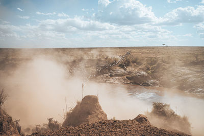 Panoramic view of land against sky