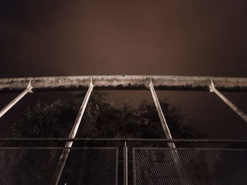 Metal fence against sky at night