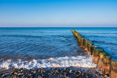 Scenic view of sea against clear sky