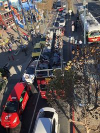 High angle view of traffic on city street