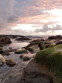 Scenic view of sea against sky at sunset