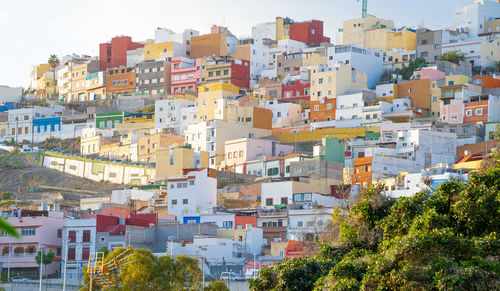 High angle view of buildings in city