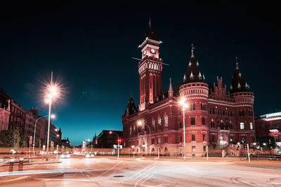 Illuminated city at night