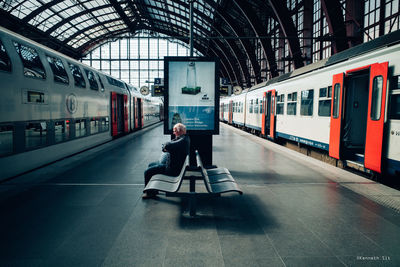 Train on railroad station platform