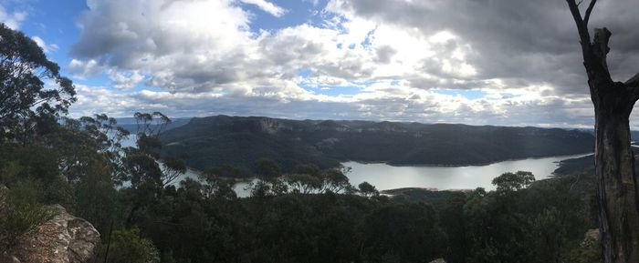 Panoramic view of landscape and mountains against sky