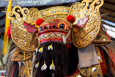 Close-up of barong dancer