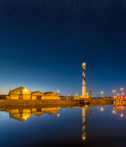 Old lighthouse of ostend against night sky