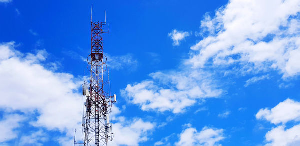 Telecommunication tower with blue sky background