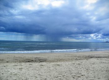 Scenic view of sea against cloudy sky