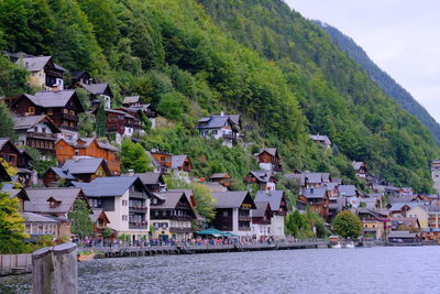 Scenic view of lake against sky at hallstat, austria