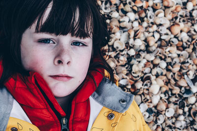 Portrait of cute boy during winter