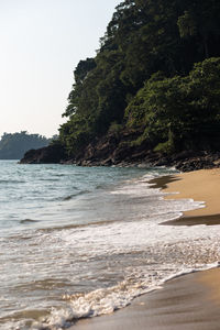 Scenic view of sea against clear sky