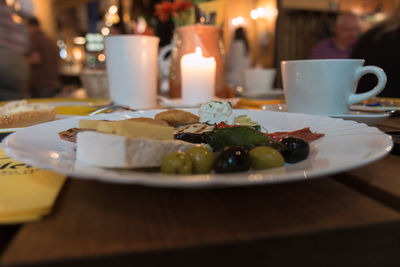 Close-up of food in plate on table