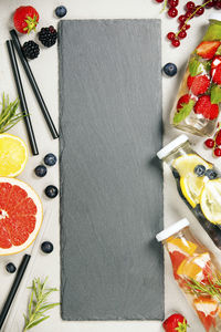 High angle view of fruits on table