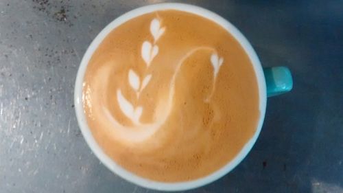 High angle view of coffee on table