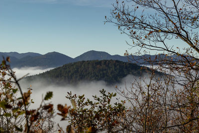 Scenic view of mountains against clear sky