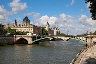 Landscape of the sully bridge in paris on the seine river