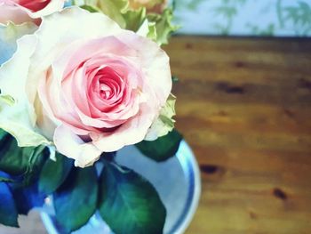 High angle view of rose bouquet