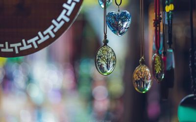 Close-up of decorations hanging 