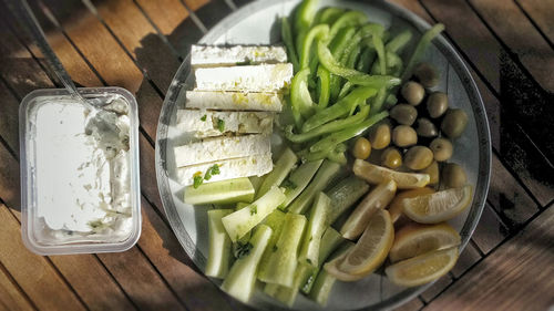 High angle view of vegetables in tray