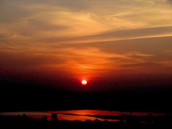 Scenic view of silhouette landscape against sky during sunset