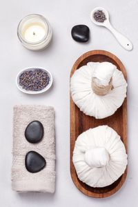 High angle view of bread on table