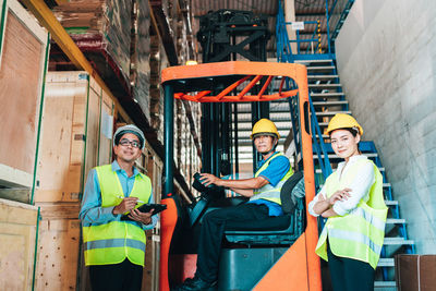 Portrait of people working in warehouse