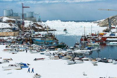 Boats in harbor