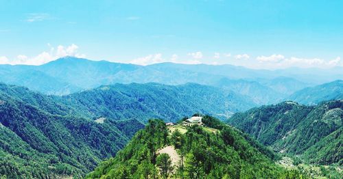 Panoramic view of landscape and mountains against sky