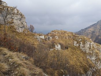 Scenic view of rocky mountains against sky