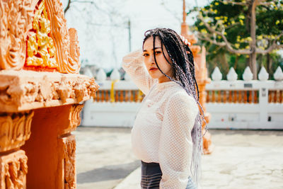 Young woman looking at camera