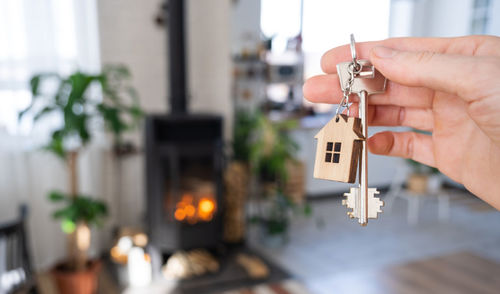 Close-up of hand holding key