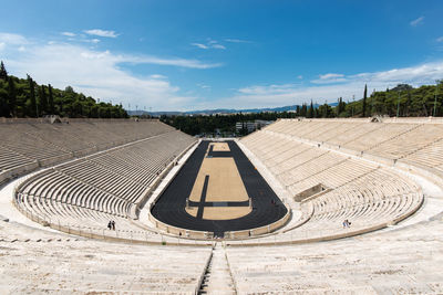 Historic stadium against cloudy sky